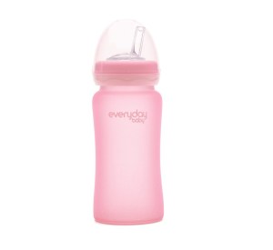 Everyday baby staklena bocica sa slamkom 240ml roza